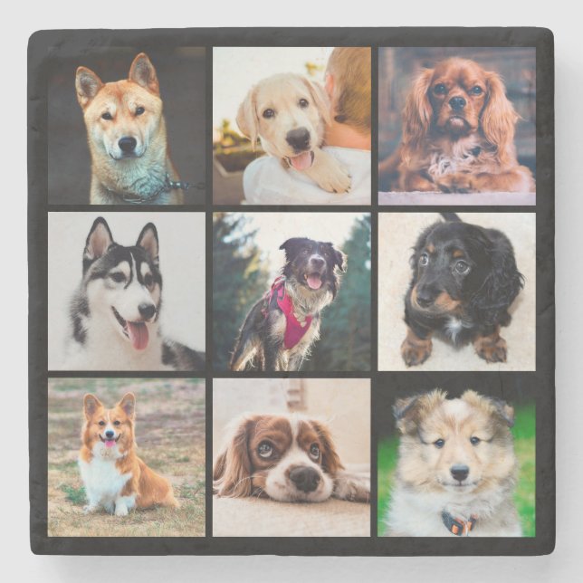 Welpen Hunde Instagram Fotos Steinuntersetzer (Vorderseite)
