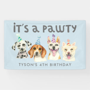 Welpen-HundPawty Geburtstags-PartyWatercolor Banner