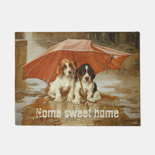 Welpen im Basset unter dem Regenschirm CC0925 Troo Fußmatte