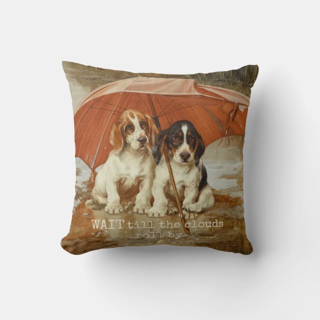 Welpen im Basset unter dem Regenschirm CC0926 Troo Kissen (Vorderseite)