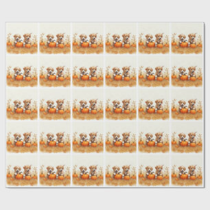 Welpen im Kürbisfeld Geschenkpapier