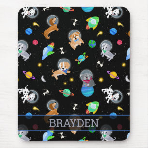 Welpen im Weltraum Wasserfarbe Hund Astronauten Mousepad