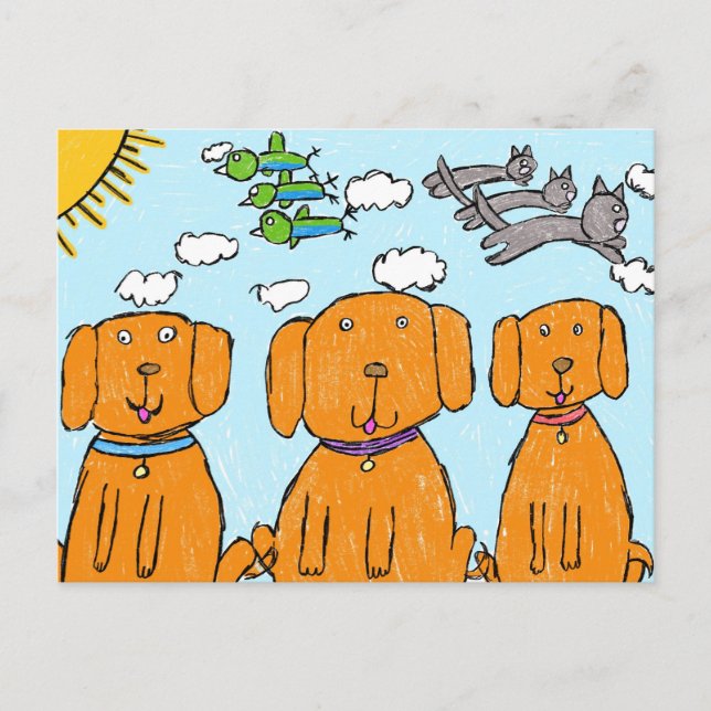 "Welpen in der Sonne" Frohe Postkarte (Vorderseite)