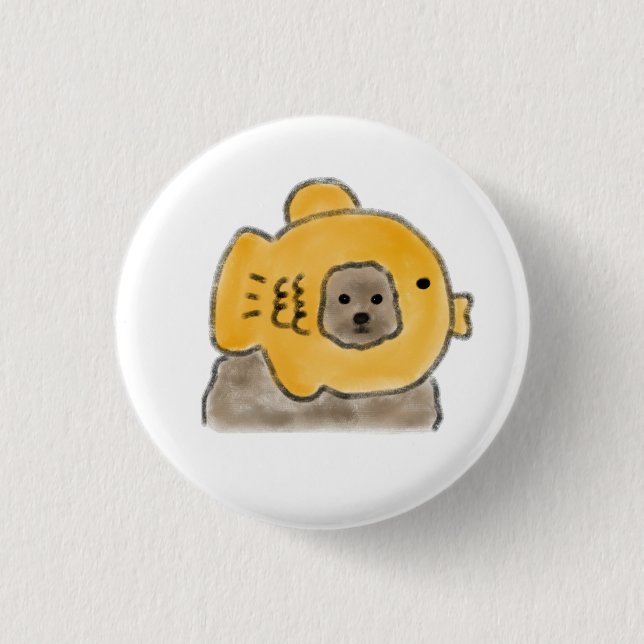 Welpen in fischförmiger Gebäck-Geschenk für Hunde- Button (Vorderseite)