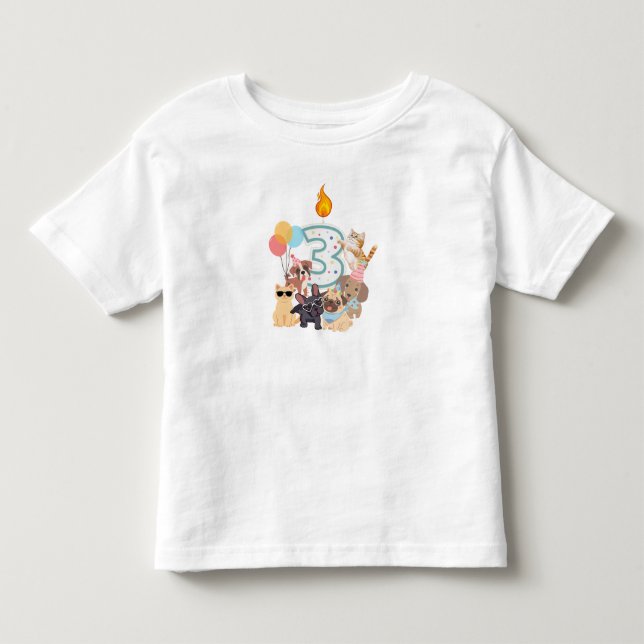 Welpen & Kätzchen Jungen oder Mädchen zum 3. Gebur Kleinkind T-shirt (Vorderseite)