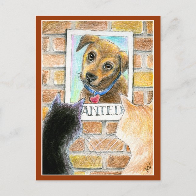 Welpen, Katzen, "Gewollt" Postkarte (Vorderseite)