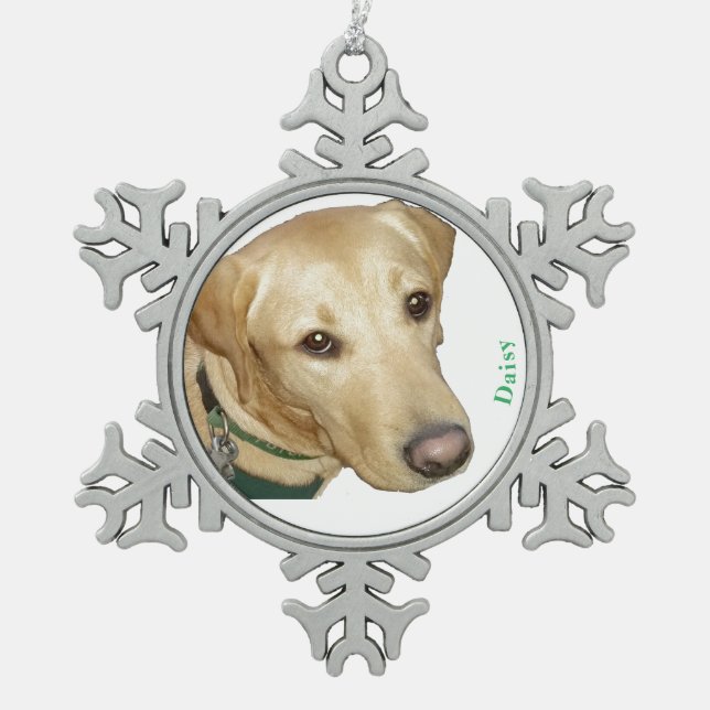 Welpen-Liebe-Weihnachtsverzierung - fertigen Sie Schneeflocken Zinn-Ornament (Vorderseite)