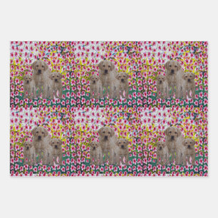 Welpen mit Labrador, Blumenzwiebeln, Geschenkblätt Geschenkpapier Set