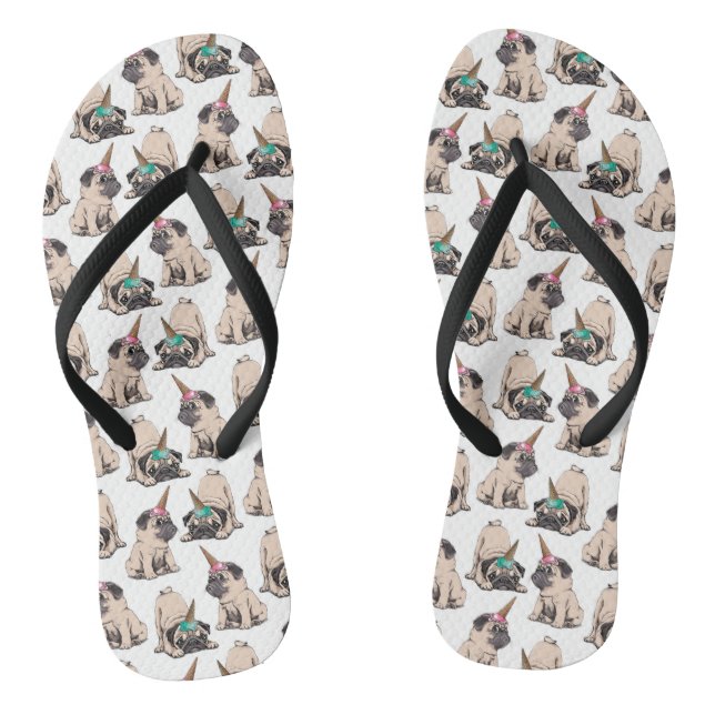 Welpen-Möpsen| Aspirationsmuster Flip Flops (Fußbett)