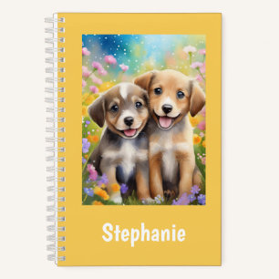 Welpen Niedliche Hunde Personalisiert Kinder Name Notizbuch