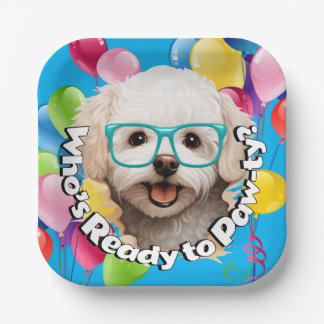 Welpen-Party-Teller | Blue Balloon Party Pappteller