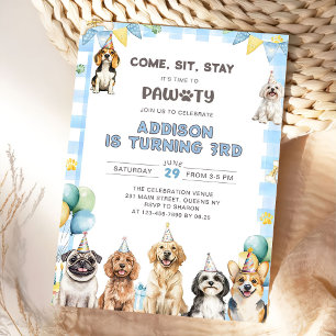 Welpen rufen alle Party-Tiere zum 3. Geburtstag Einladung