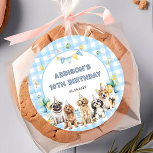 Welpen rufen alle Party-Tiere zum Geburtstag Runder Aufkleber
