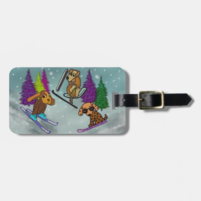 Welpen-Ski-Ferien Gepäckanhänger (Vorderseite horizontal)