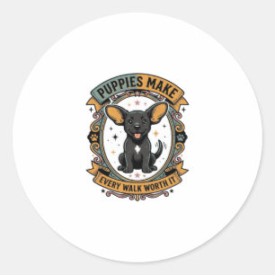 Welpen-Spaziergang-Shirt für Hunde-Liebhaber_1 Runder Aufkleber