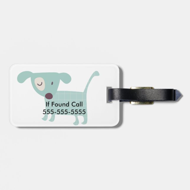 Welpen, Sterne und Blume Gepäckanhänger (Rückseite horizontal)