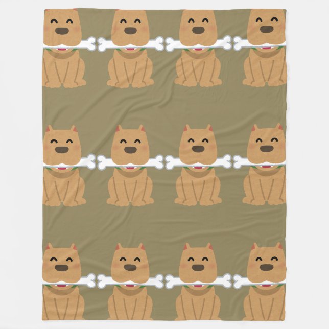 Welpen- und Knochenmuster Fleecedecke (Vorderseite)