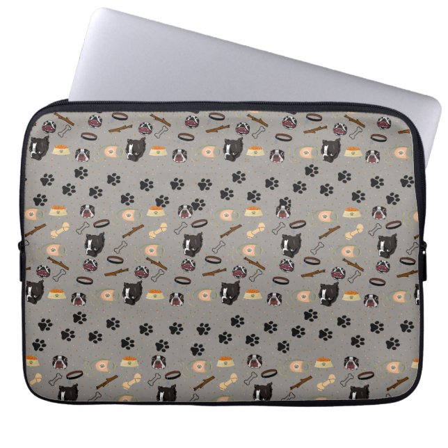 Welpen und Pawprints in Zorba, braun Laptopschutzhülle (Vorderseite)