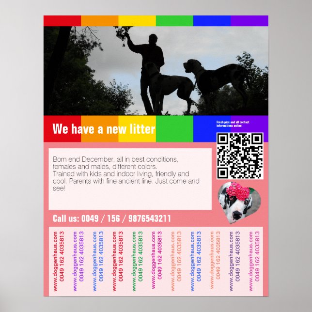 Welpen-Verkaufsflyer mit QR-Code Poster (Vorne)