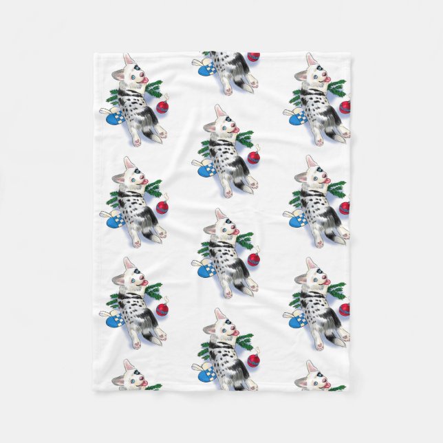 Welpen Weihnachten Fleecedecke (Vorderseite)