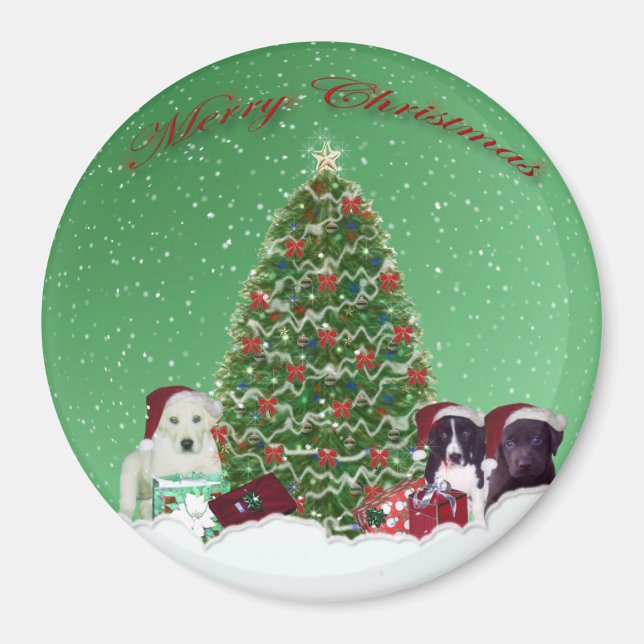 Welpen Weihnachtsmagnet Magnet (Vorne)