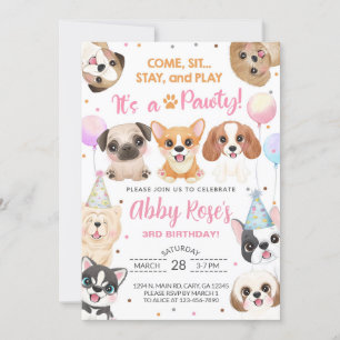 Welpen, Welpen, pawty girl - Einladung zum Geburts