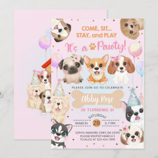 Welpen, Welpen, pawty girl - Einladung zum Geburts