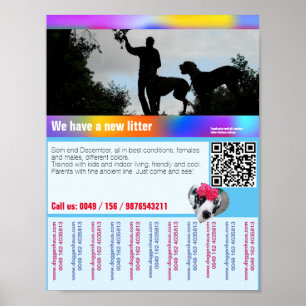 Welpen zum Verkauf Flyer mit QR-Code Poster