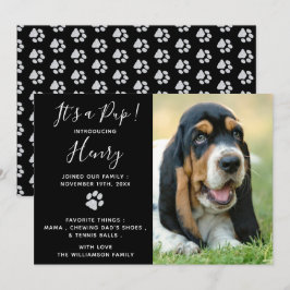 Welpenankündigung - Schwarz Elegant Modernes neues Einladung