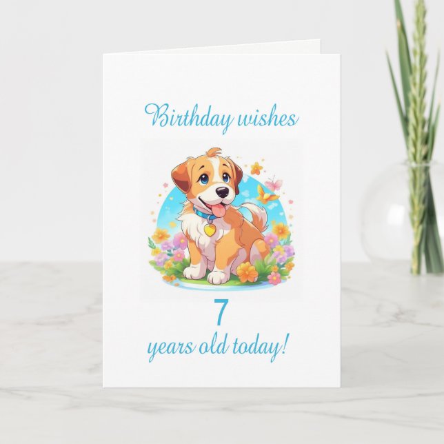 Welpenhund 7. Geburtstag Karte (Vorderseite)