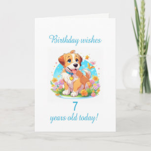 Welpenhund 7. Geburtstag Karte