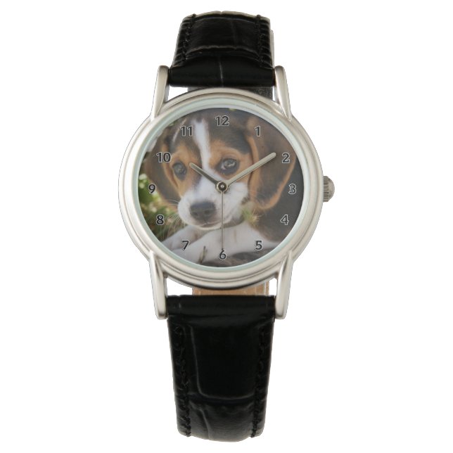 Welpenhund-Beagle Armbanduhr (Vorderseite)