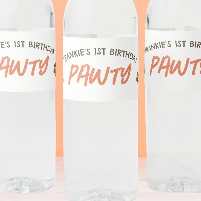 Welpenhund Geburtstagsparty Wasserflaschenetikett (Von Creator hochgeladen)