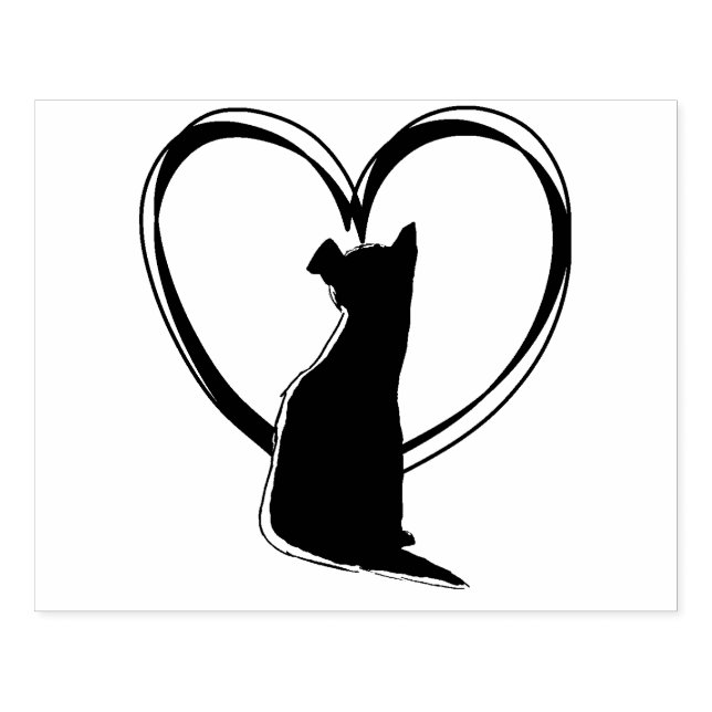 Welpenhund in Herzform | Hund Lover Gummistempel (Prägung)