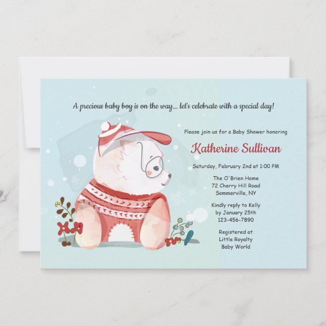 Welpenhund mit Brille Babydusche Einladung (Vorderseite)