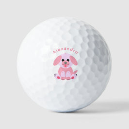 Welpenhund Niedlicher Cartoon Personalisiert Blush Golfball