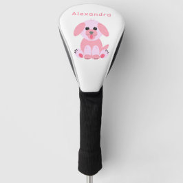 Welpenhund Niedlicher Cartoon Rosa Personalisiert Golf Headcover