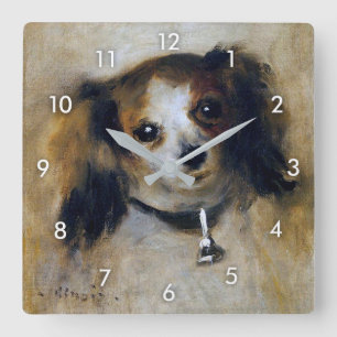 Welpenhund, Renoir Quadratische Wanduhr