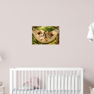 Welpenhund und Kätzchen, Poster