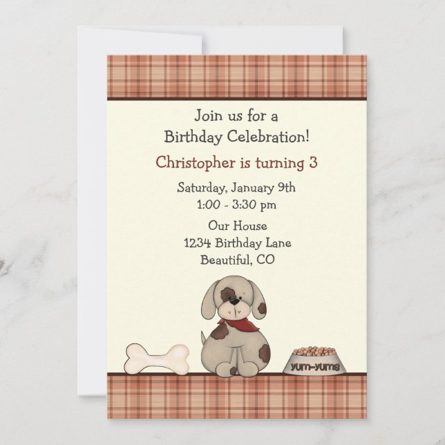 Welpenhund zum Geburtstag Einladung für Jungen (Vorderseite)
