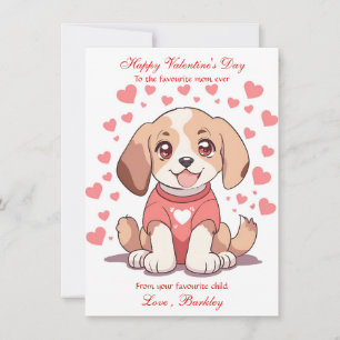 Welpenhundekinder präsentieren Mama Valentinstag Feiertagskarte