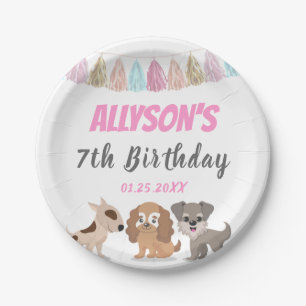 Welpenkartoon zum Thema Kind Geburtstagsparty Pappteller