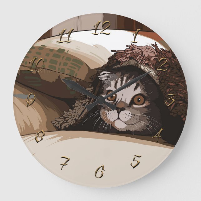 Welpenkatze Große Wanduhr (Vorderseite)