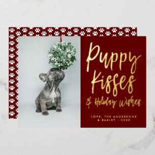 Welpenküsse-Hunde-Weihnachtsfoto-Folie-Karte Folieneinladung