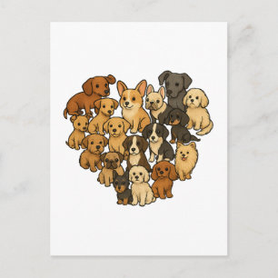 Welpenliebe - Herz aus Hunden Postkarte