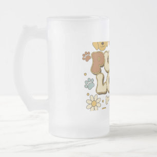 Welpenliebe T-Shirt, Groovy Retro 70er Hunde Liebh Mattglas Bierglas