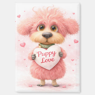 Welpenliebe-Valentinsmagnet Süßer rosa Welpe Magnet