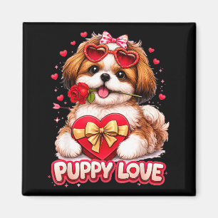 Welpenliebe Valentinstag Shih Tzu Hund Süße Romanz Magnet