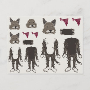 Welpenpapierpuppenteile Postkarte