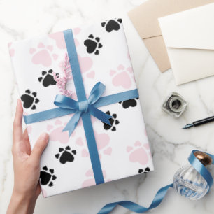 Welpenpfoten-Muster Rosa und Schwarz Geschenkpapier
